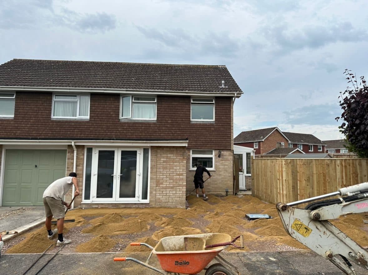 Sharp sand screeded flat ready for block paving to be laid
