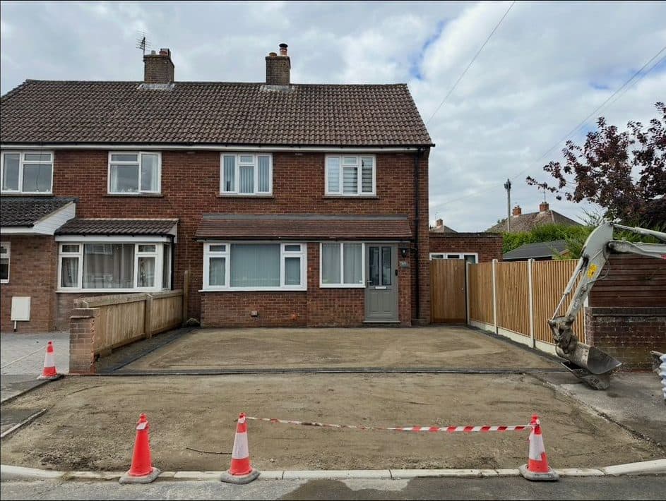 Cleared frontage dug out and levelled with new edging during groundworks